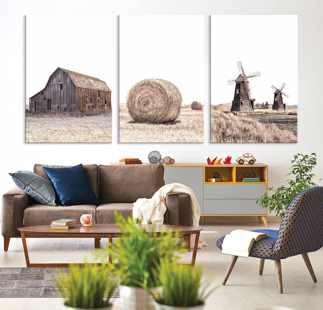 Farm Prints Set, Set of 3 Farmhouse Wall Art, Country House Decor, Barn Print, Wheat Print, Farmhouse Wall Art, Gallery Wall Art, Farm Print