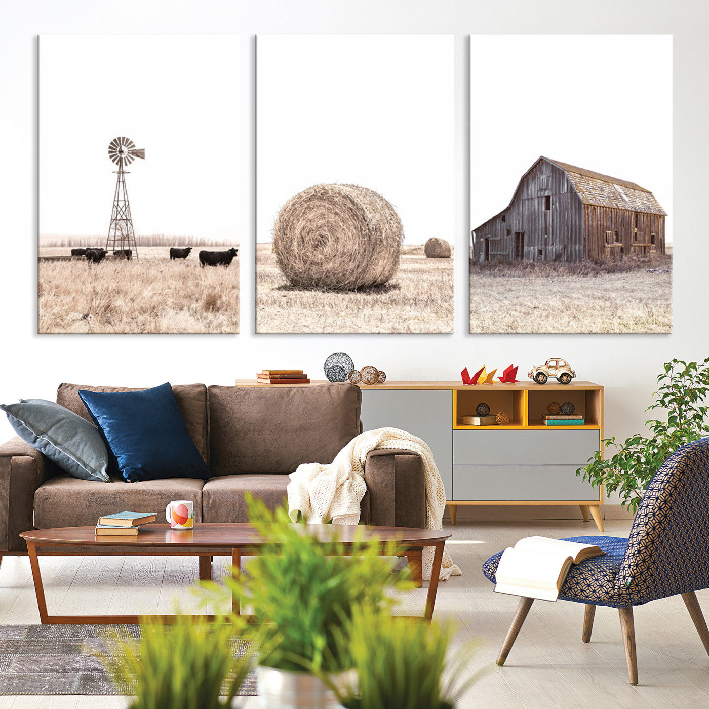 30918-MGV-CV-60X30-3P-Farm Prints Set, Set of 6 Farmhouse Wall Art, Country House Decor, Barn Print, Wheat Print, Farmhouse Wall Art, Gallery Wall Art, Farm Print