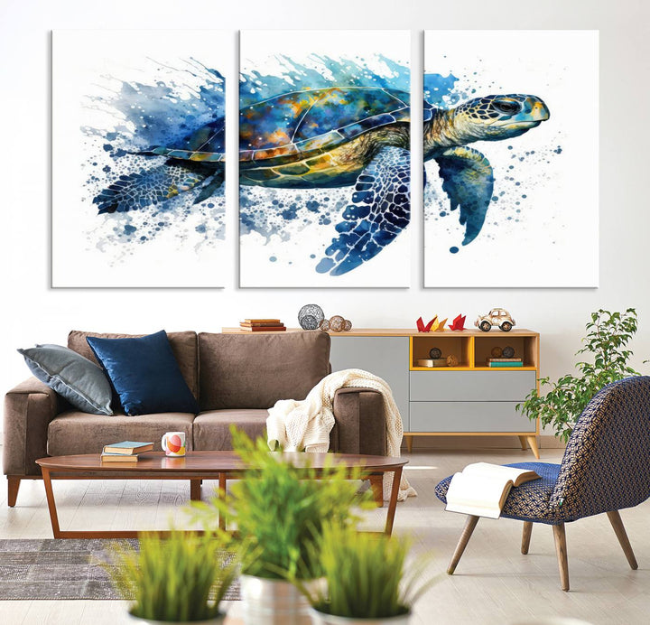 Watercolor Turtle Wall Art Canvas Print