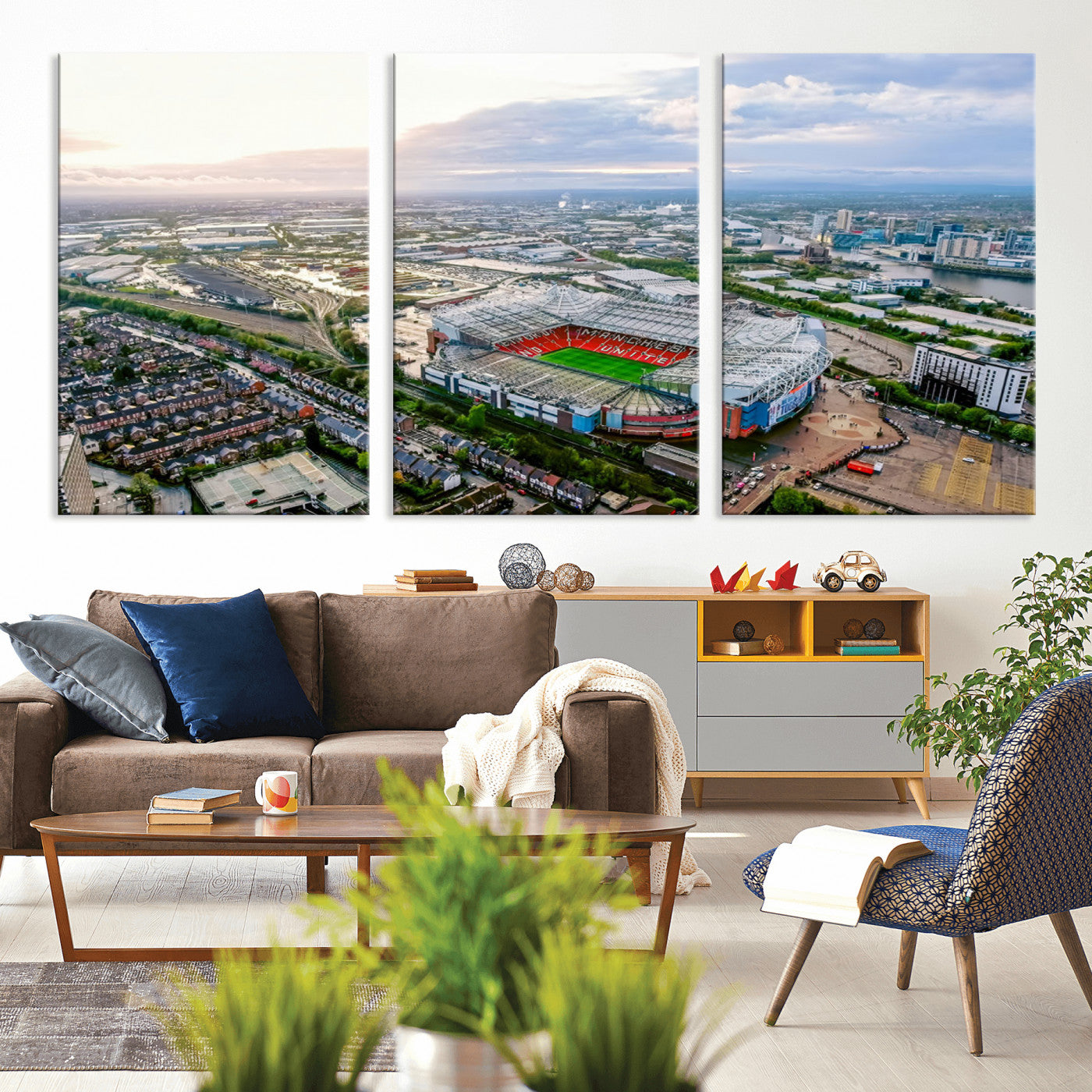 MGV-CV-60X30-3P - Old Trafford Manchester United Stadium Wall Art Canvas Print - Aerial View Stadium, Old Trafford