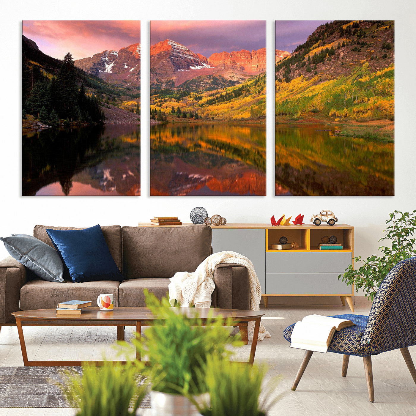 86946-MGV-CV-36X24-Colorado Rockies Mountain Sunset Wall Art | Ready to Hang and Framed | Scenic Nature Landscape