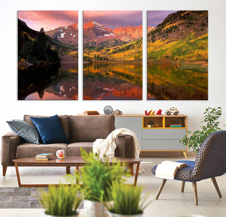 Colorado Rockies Mountain Sunset Wall Art | Ready to Hang and Framed | Scenic Nature Landscape Canvas Print