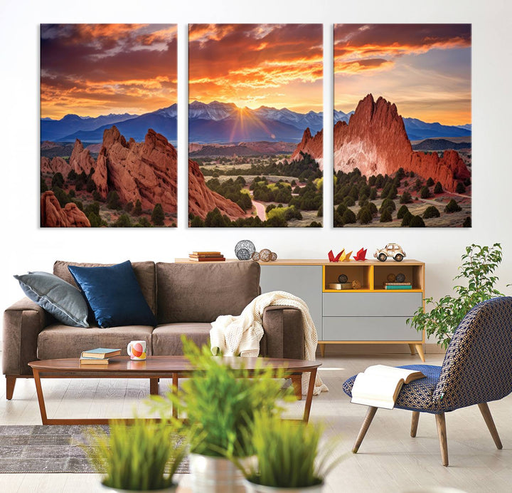 Rocky Mountains Sunset Wall Art Canvas Print – Ready to Hang, Framed Colorado Landscape