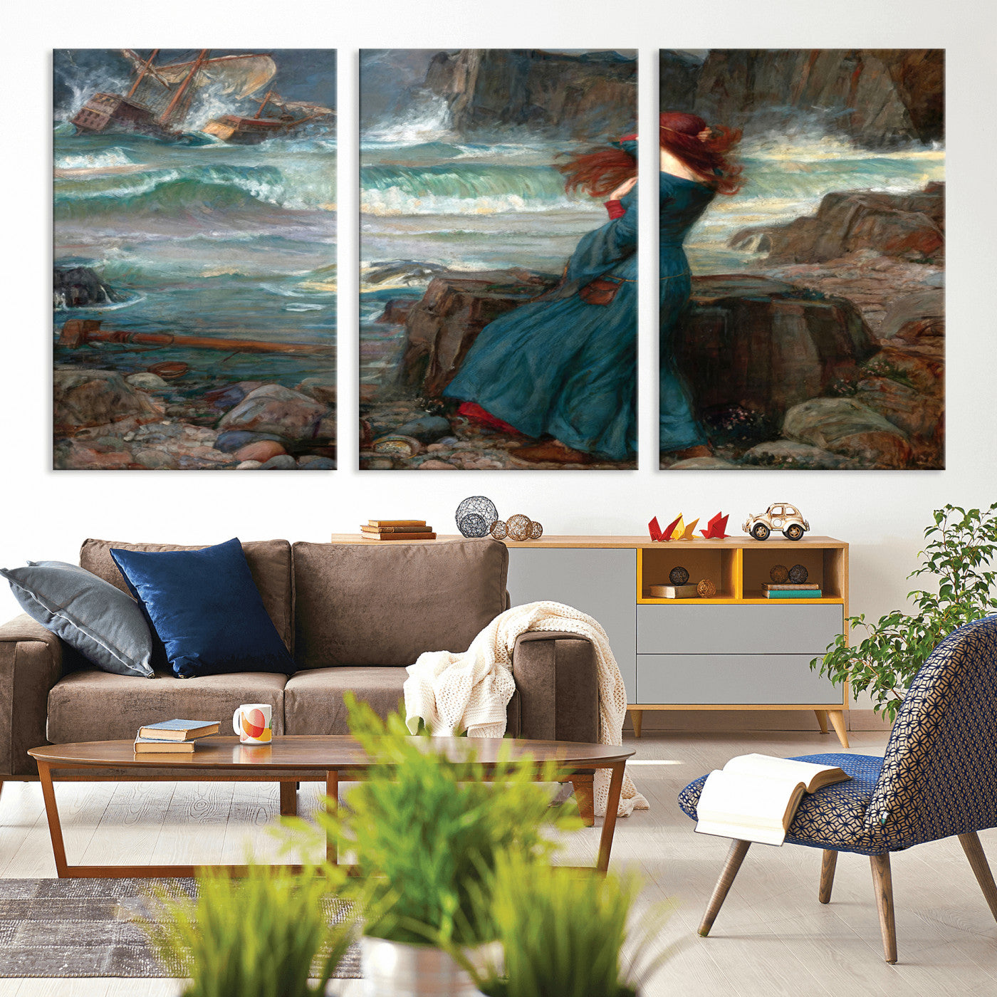 -Miranda by the Shore Wall Art Canvas Print – Tempest Scene Ocean Storm – Ready to Hang