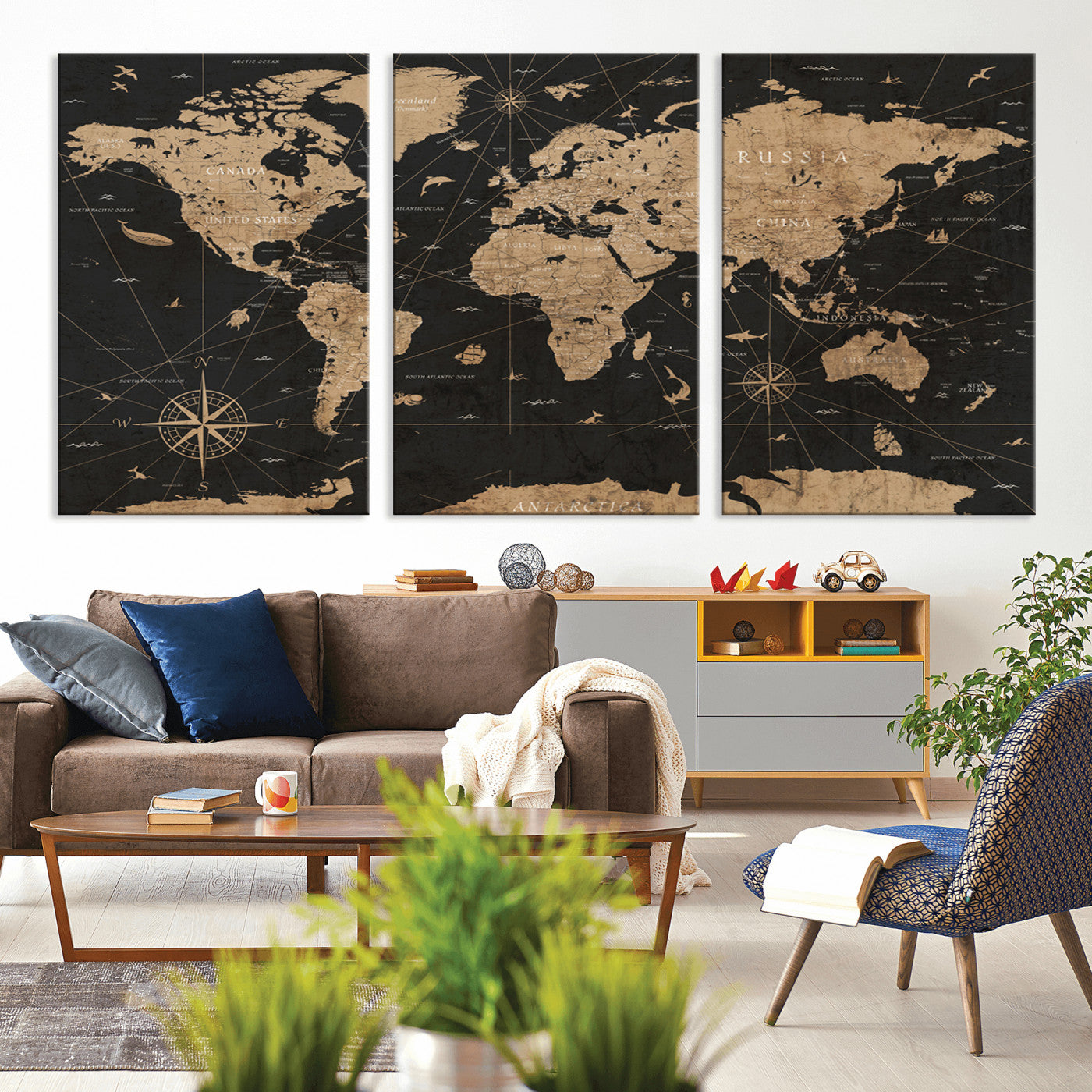 61023-MGV-CV-36X24-World Map Canvas Print – Framed Wall Art for Home Decor