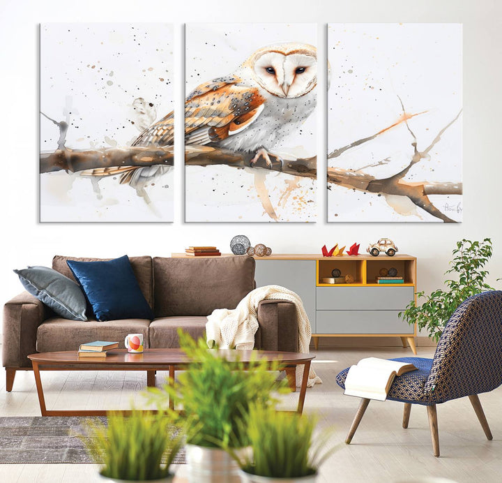 Nature enthusiasts will love the Barn Owl Wall Art on Branch, a stunning canvas print that is ready to hang and beautifully framed.