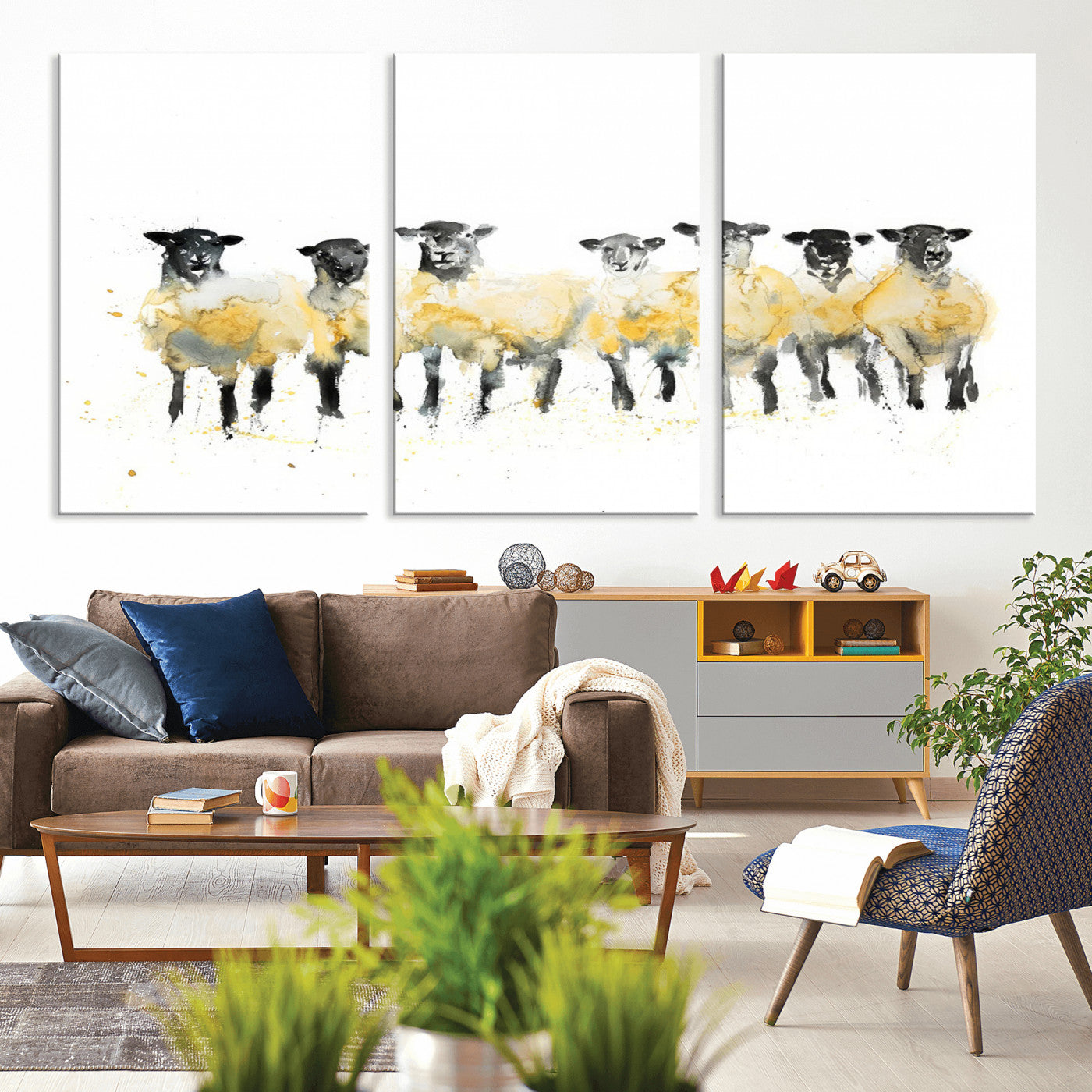 72612-MGV-CV-36X24-Farmhouse Wall Art Sheep Print | Ready to Hang Framed Canvas | Rustic Barn Decor