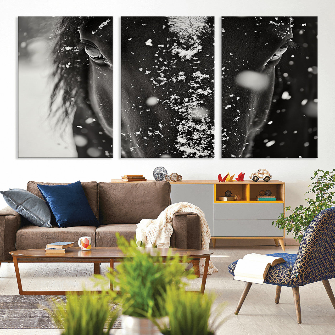 73281-MGV-CV-36X24-Winter Horse Snow Wall Art Canvas Print
