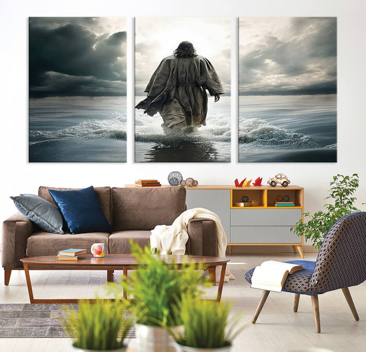 Jesus Walking on Water Wall Art | Canvas Print | Ready to Hang | Christian Home Decor | Spiritual Faith Wall Art | Inspirational Religious Wall Decor