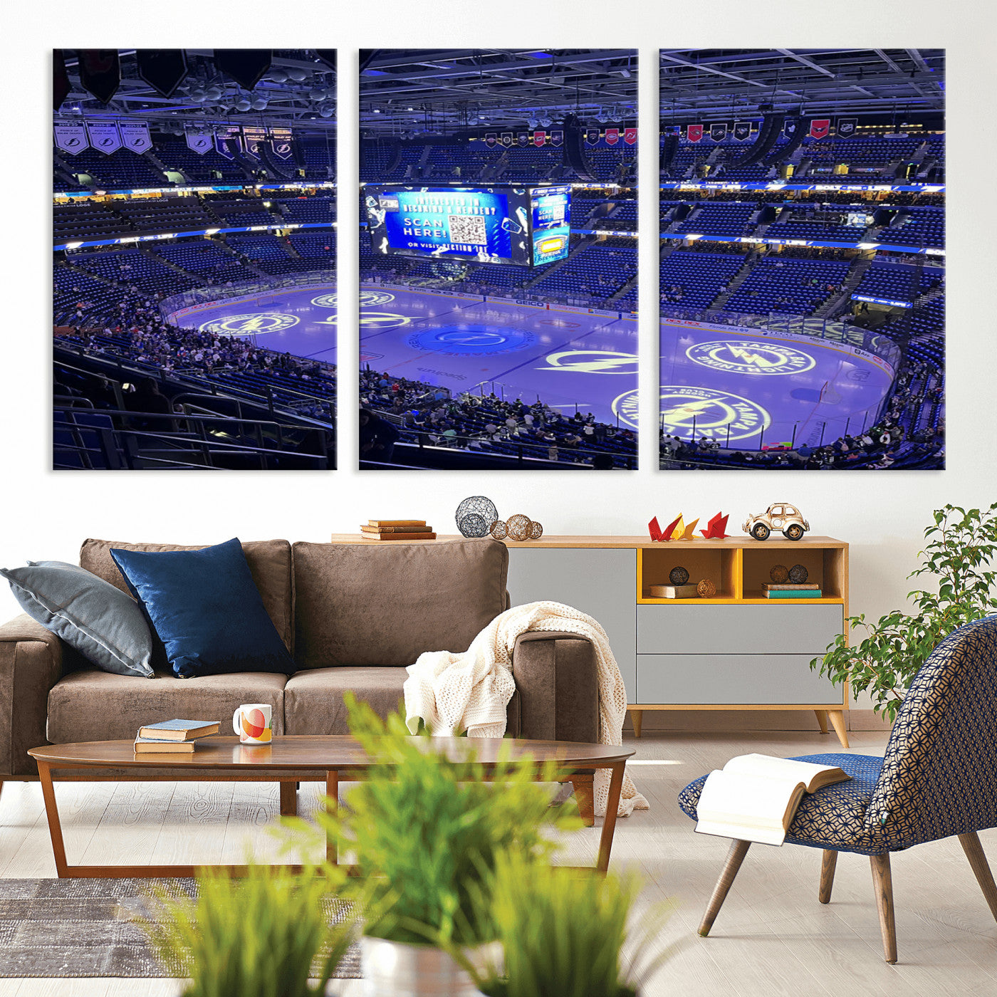 MGV-CV-60X30-3P - Amalie Arena Florida Wall Art Canvas Print - NHL Hockey Stadium Print Wall Art