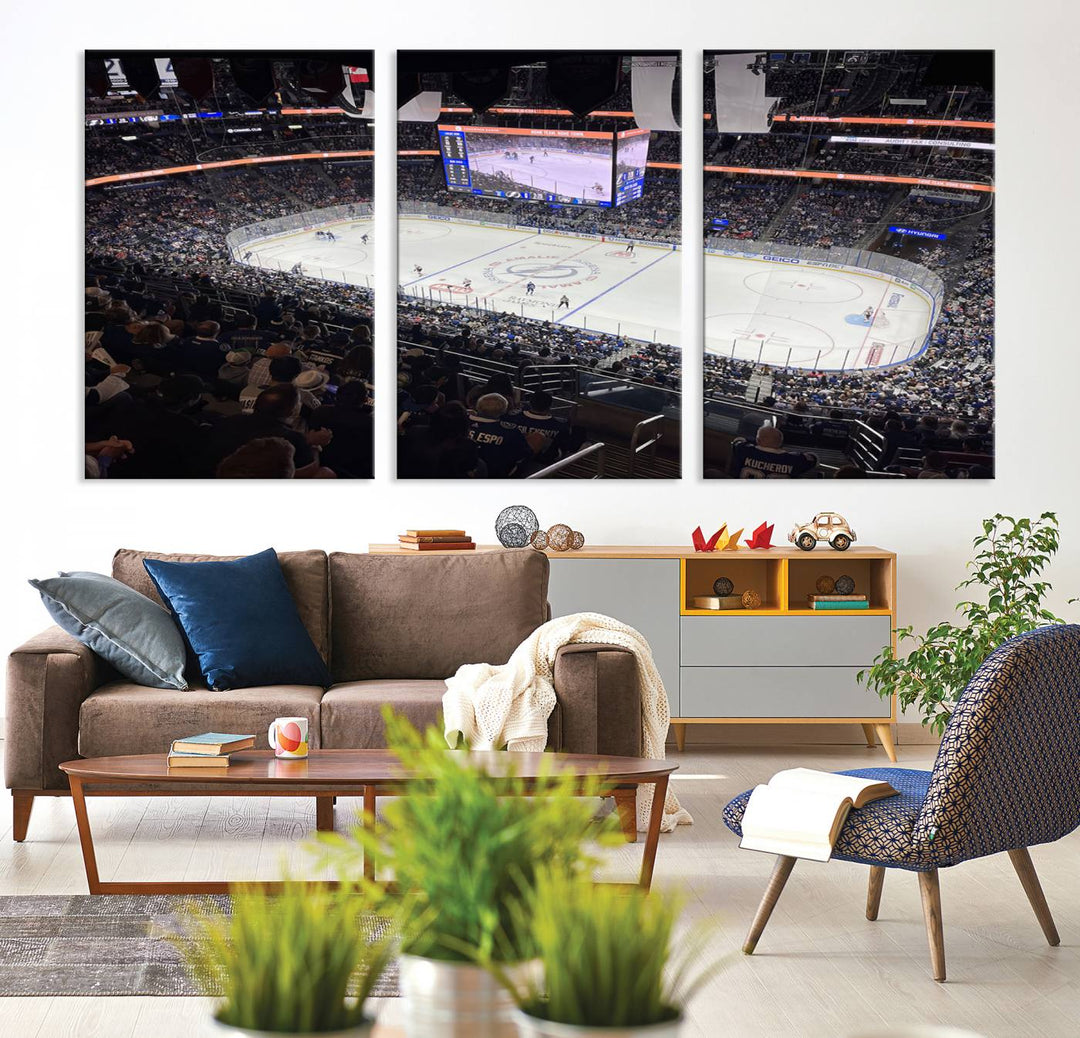 A wall art canvas of Amalie Arena, capturing NHL hockey in Florida.