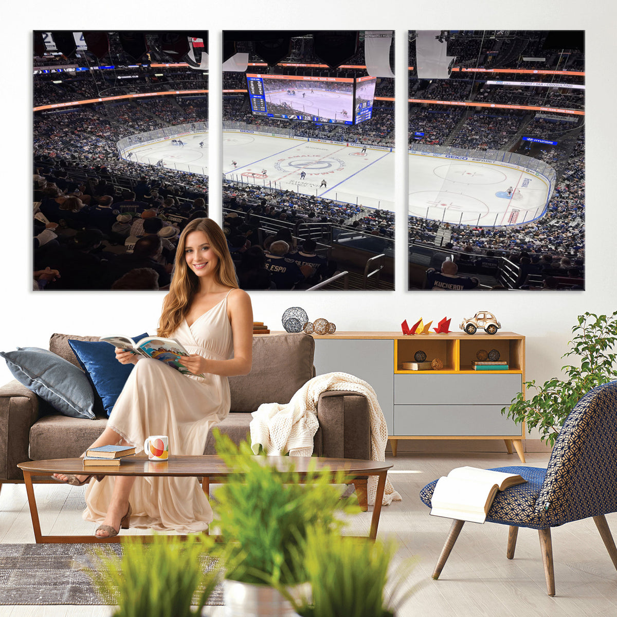 51641-MGV-CV-36X24 - Amalie Arena Florida Wall Art Canvas Print, NHL Hockey, Framed and Ready to Hang