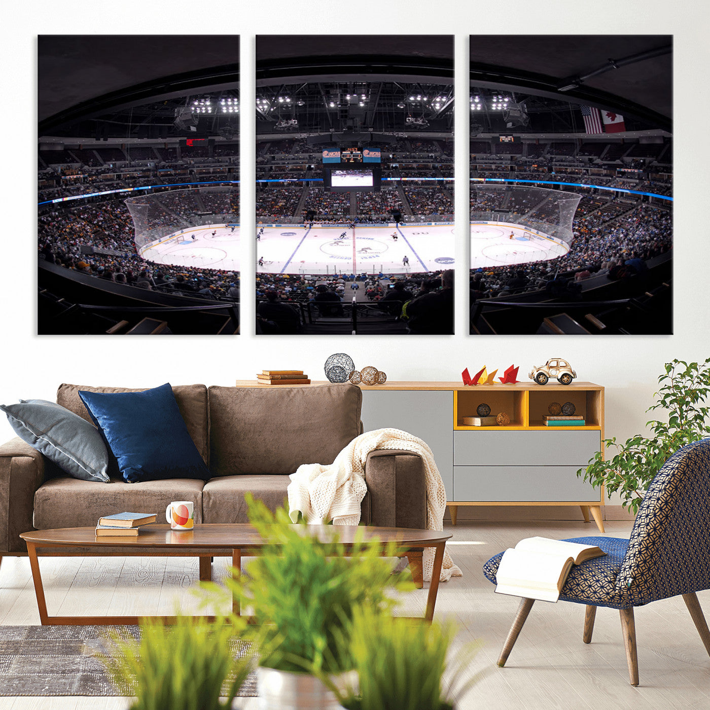 MGV-CV-60X30-3P - Ball Arena Denver Colorado Avalanche Hockey Team Wall Art Canvas Print - Denver Ice Hockey Stadium