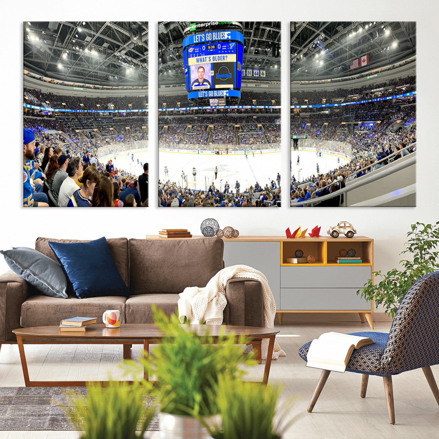 MGV-CV-60X30-3P - Enterprise Center | Missouri St. Louis Blues Ice Hockey Stadium Wall Art | Canvas Print | Ready to