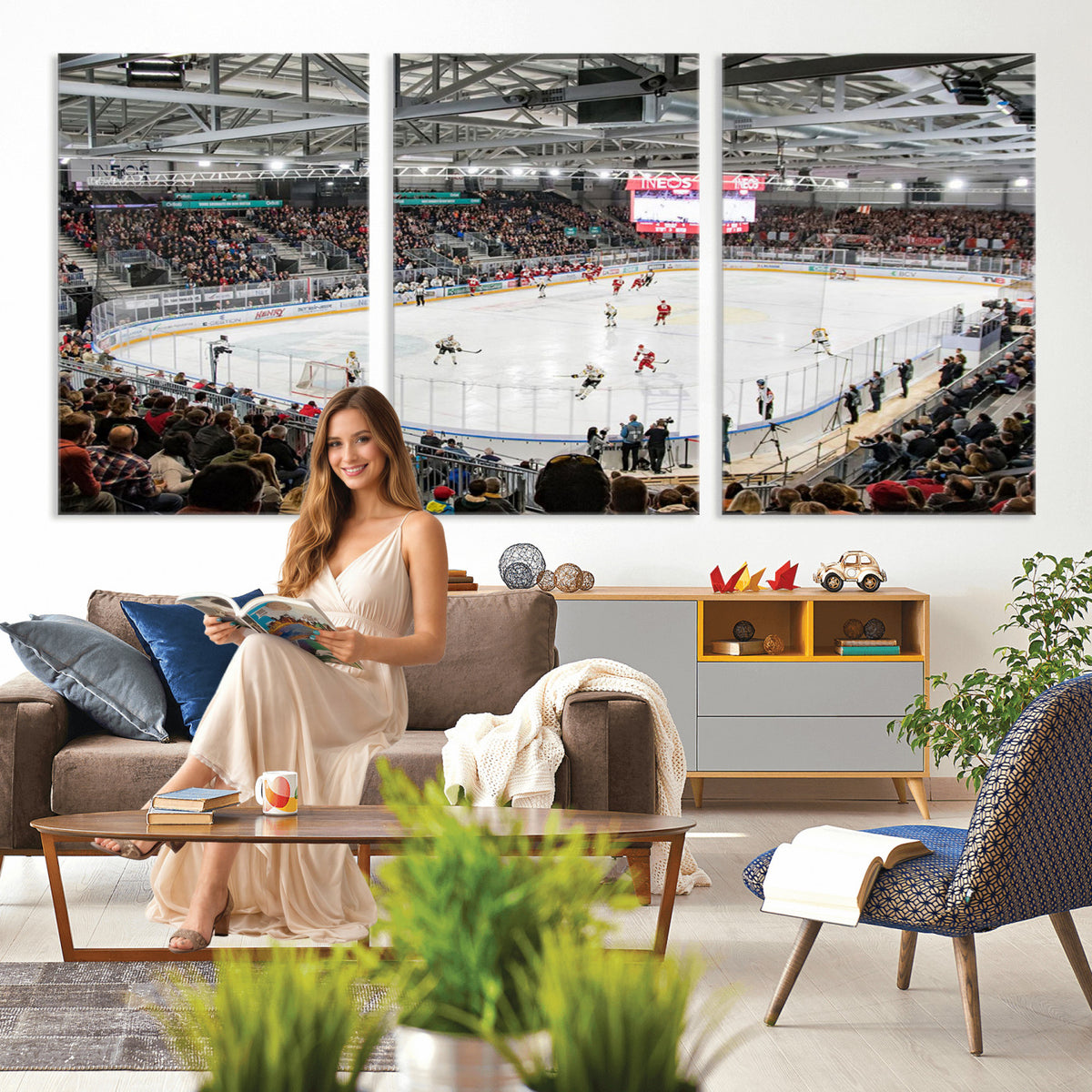79352-MGV-CV-36X24 - Lausanne Arena Ice Hockey Stadium Wall Art Canvas Print