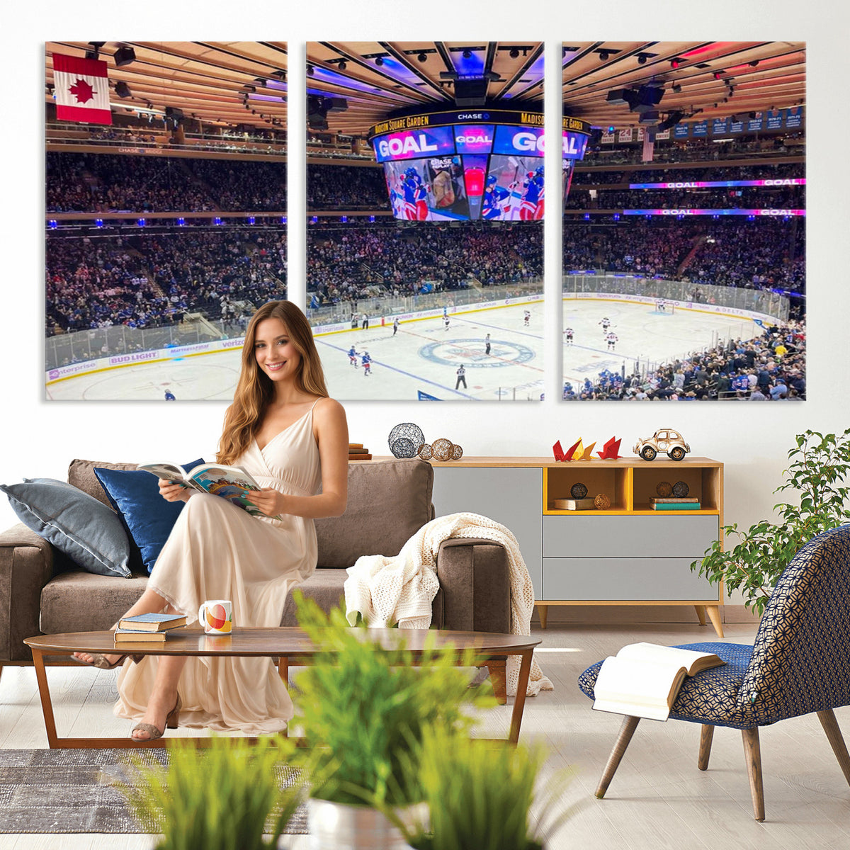 36401-MGV-CV-36X24 - Madison Square Garden New York Rangers Hockey Stadium Wall Art Canvas