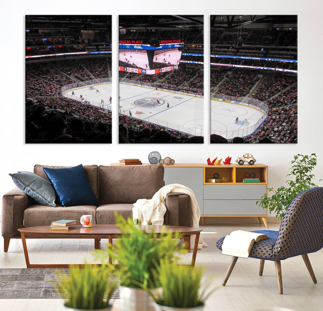 Rogers Place Edmonton Oilers Ice Hockey Stadium Wall Art Canvas Print