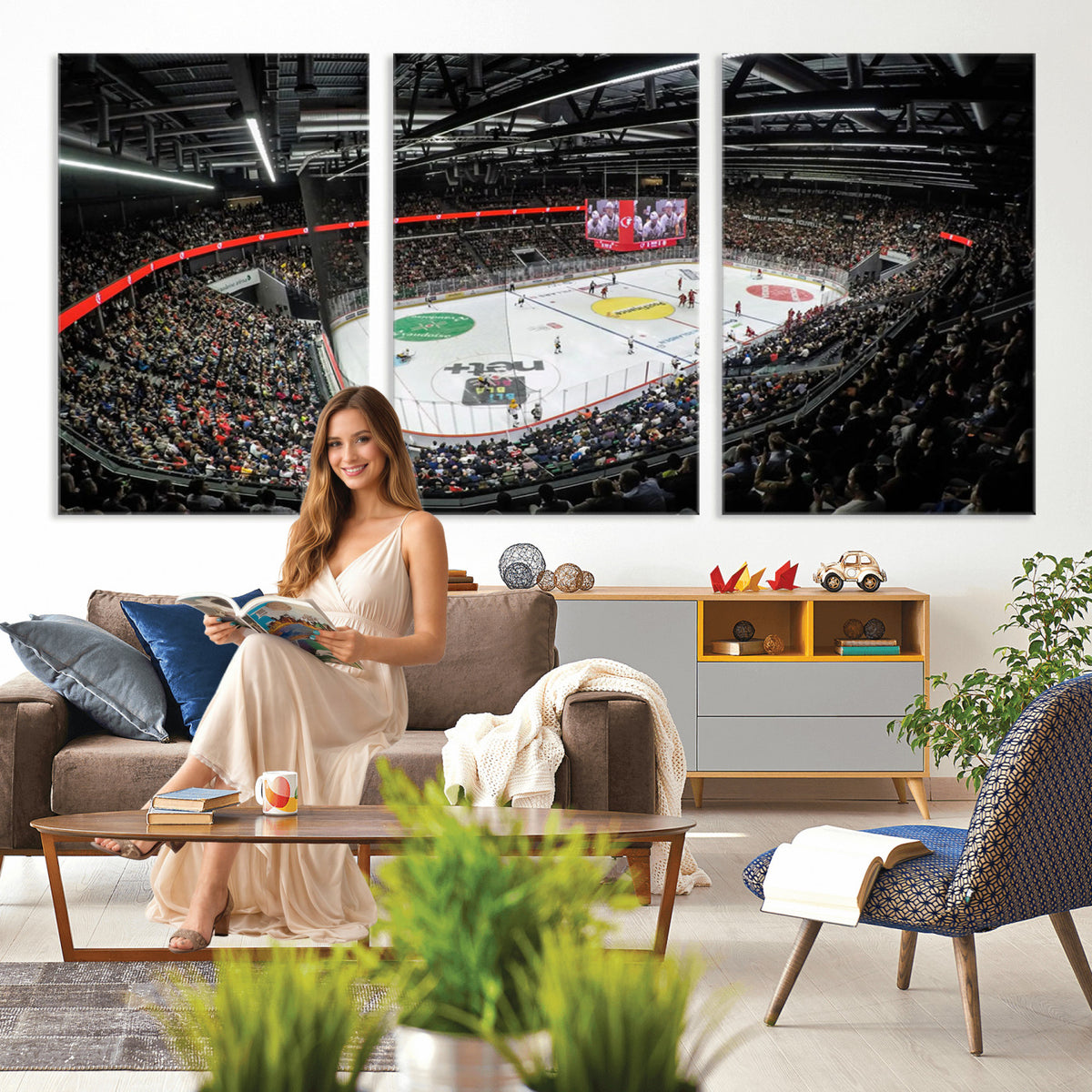 46282-MGV-CV-36X24 - Vaudoise Lausanne Ice Hockey Arena Stadium Wall Art Canvas