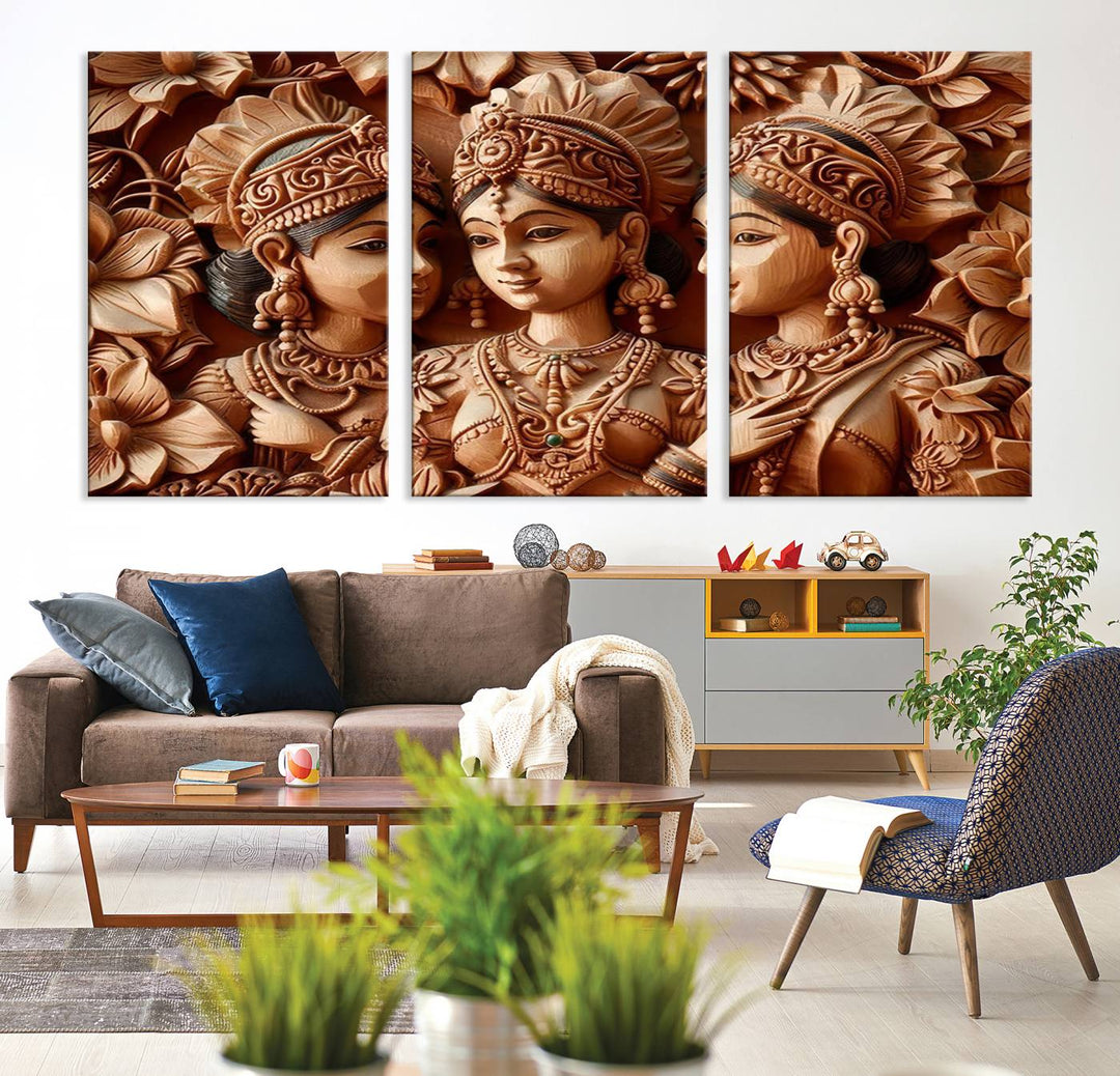 Indian Woman Statue Wall Art Canvas Print