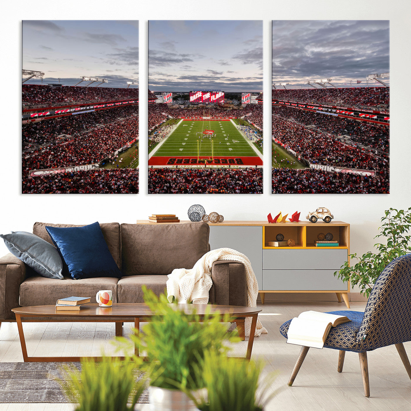 MGV-CV-60X30-3P - Florida Tampa Raymond James Stadium Wall Art Canvas Print - NFL Football Stadium Print Canvas