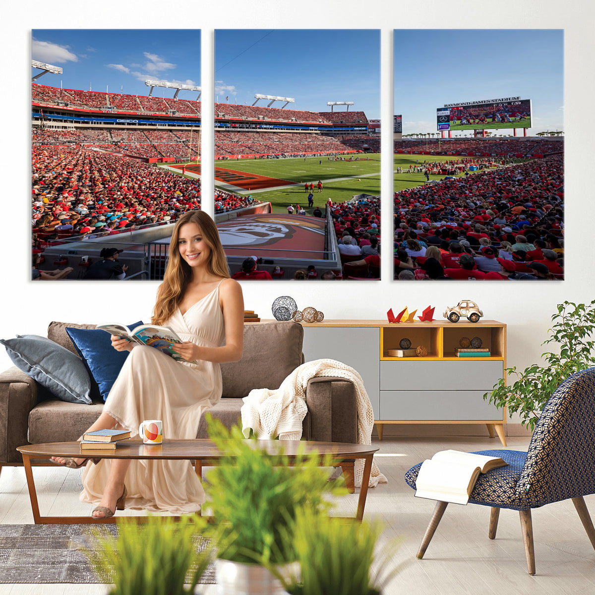 65229-MGV-CV-36X24 - Florida Tampa Raymond James Stadium Wall Art Canvas Print - NFL Football Stadium Print