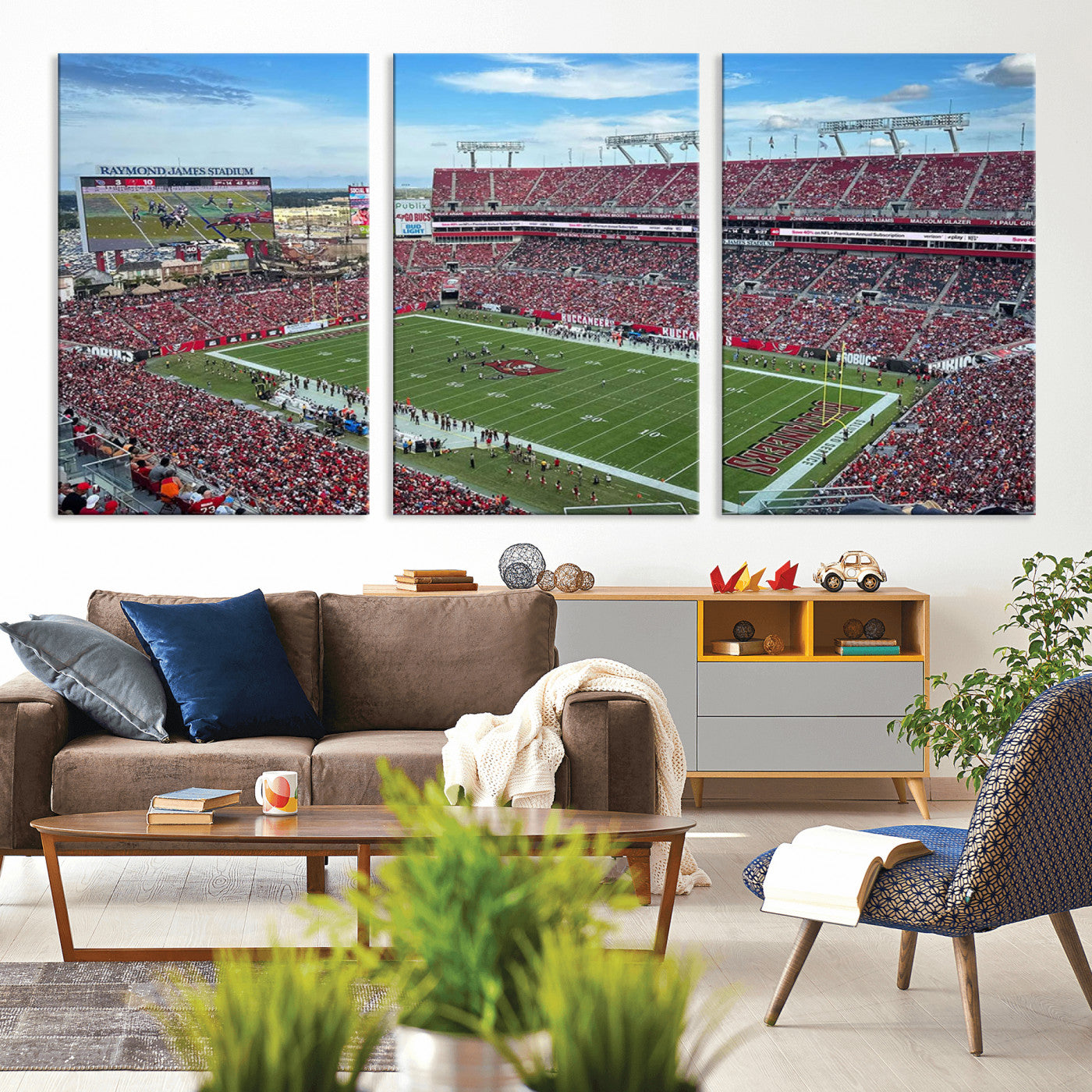 MGV-CV-60X30-3P - Florida Tampa Raymond James Stadium Wall Art Canvas Print - NFL Football Stadium Print Canvas