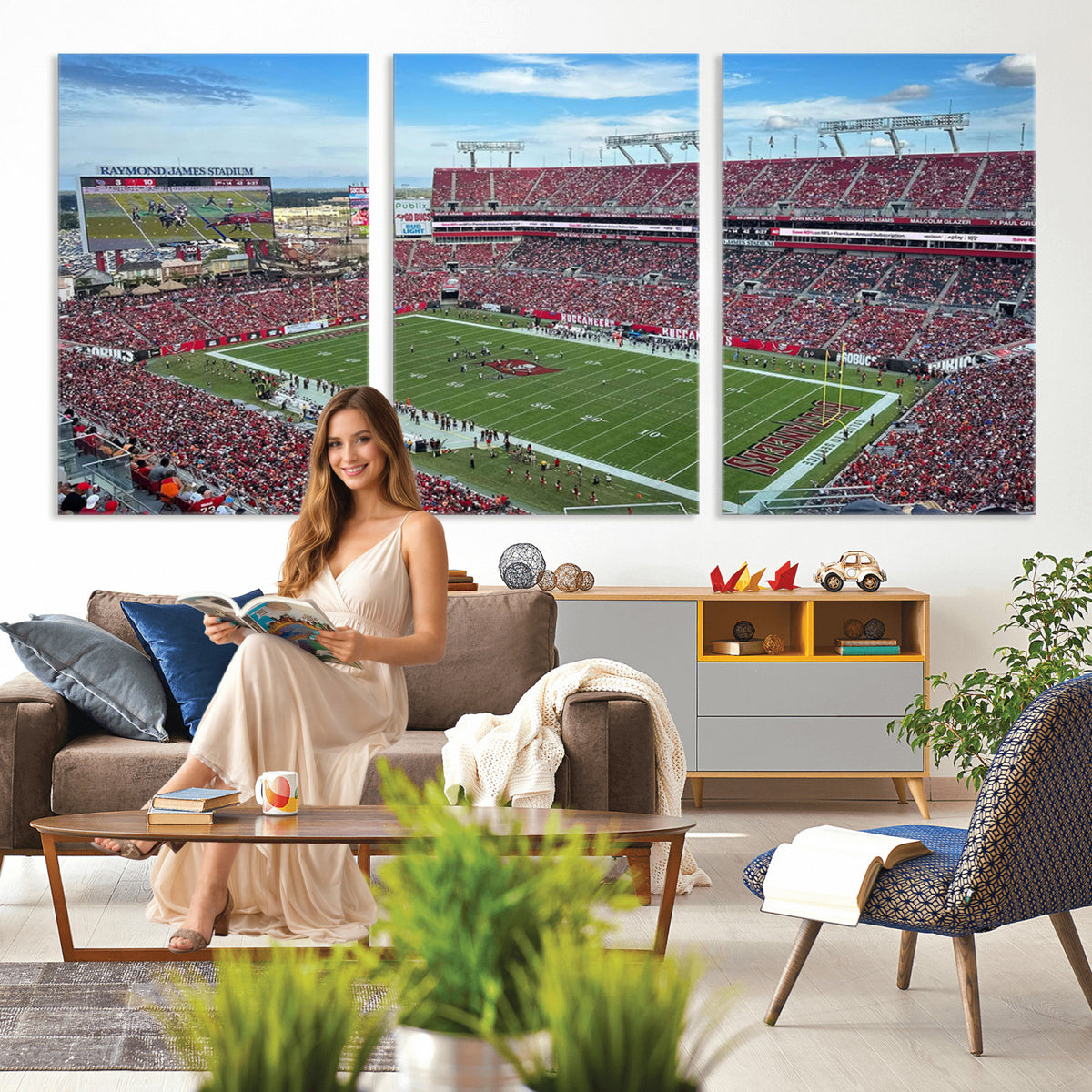52828-MGV-CV-36X24 - Florida Tampa Raymond James Stadium Wall Art Canvas Print - NFL Football Stadium Print Canvas
