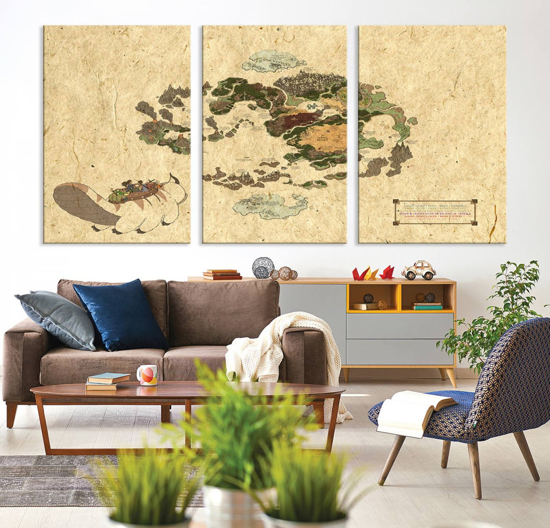 Last Air-Bender Avatar World Map Wall Art Canvas PrintWall Art Canvas Print