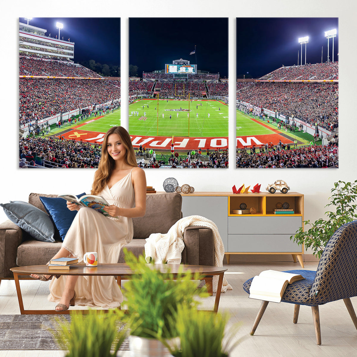 23086-MGV-CV-36X24 - NC State Wolfpack Canvas Print - Raleigh Carter-Finley Stadium Wall Art, Football Team Canvas Print