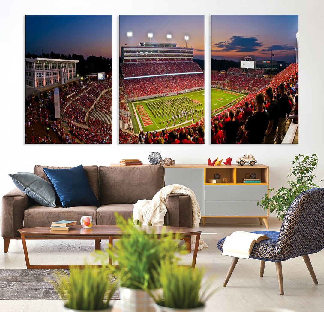 NC State Wolfpack Football Team Print - Raleigh Carter-Finley Stadium Wall Art Canvas Print