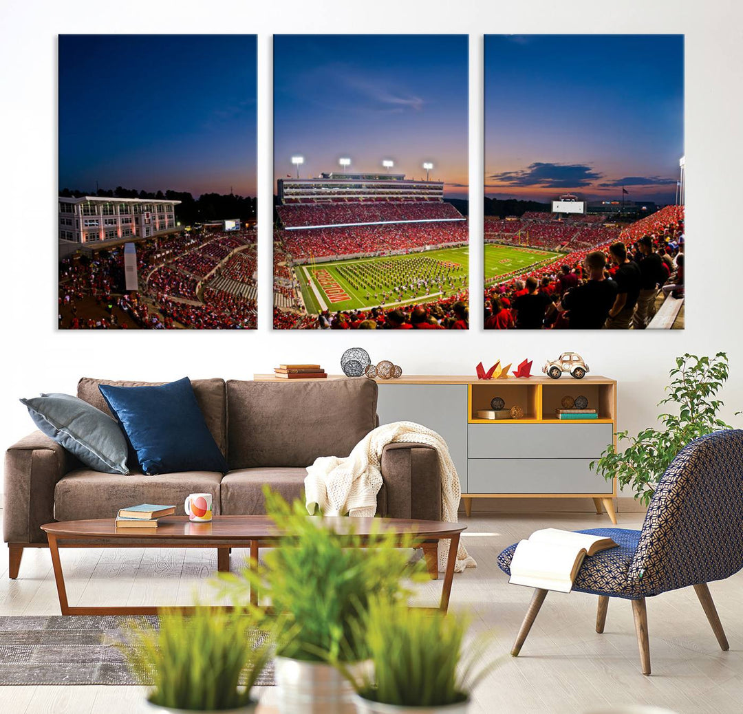 NC State Wolfpack Football Team Print - Raleigh Carter-Finley Stadium Wall Art Canvas Print