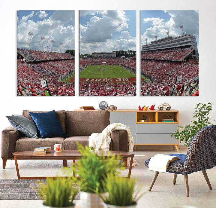 NC State Wolfpack Football Team Print - Raleigh Carter-Finley Stadium Wall Art Canvas Print