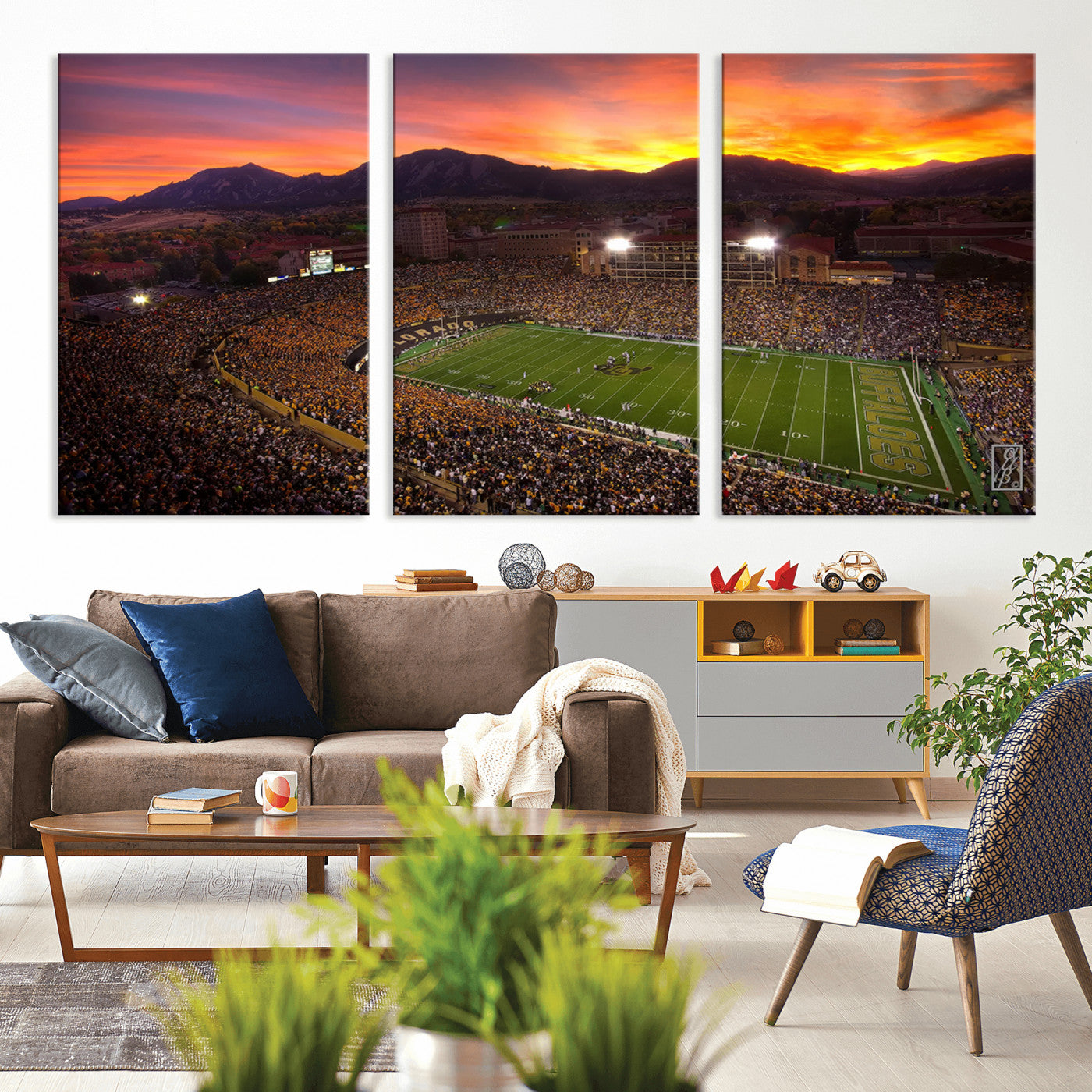 MGV-CV-60X30-3P - Colorado Buffaloes Football Team Print - Boulder Folsom Field Stadium Wall Art Canvas Print