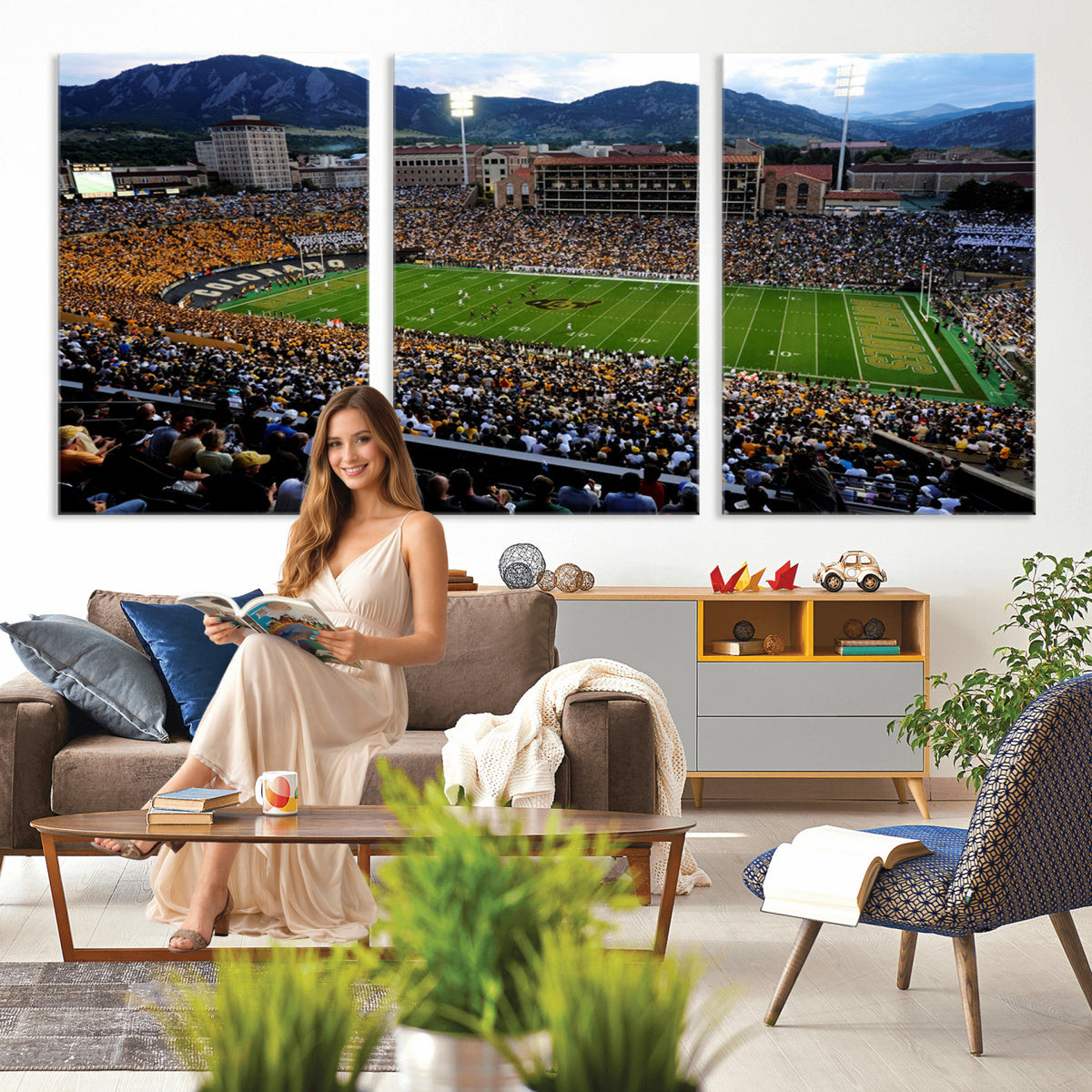 69409-MGV-CV-36X24 - Colorado Buffaloes Canvas Print - Boulder Folsom Field Stadium Wall Art Canvas Print, Football Print