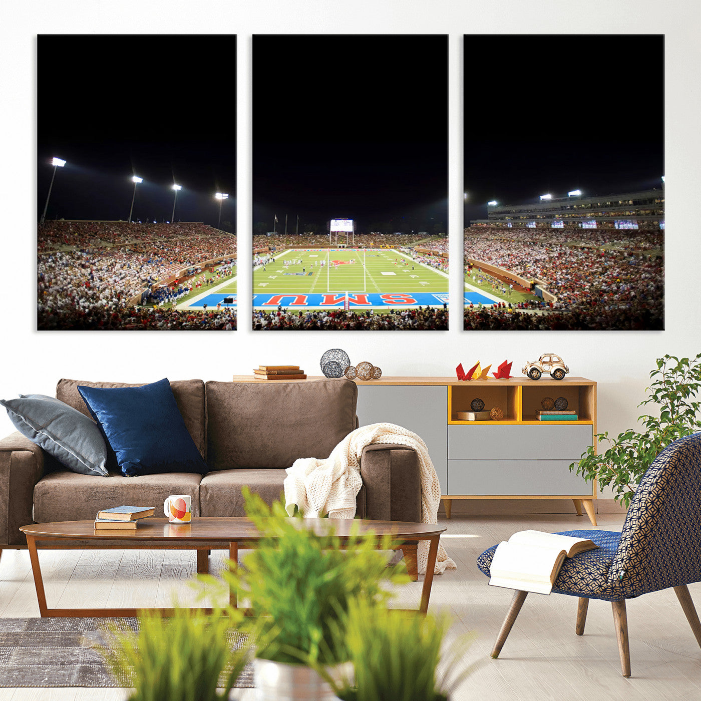 MGV-CV-60X30-3P - SMU Mustangs Football Team Print - Dallas Gerald J. Ford Stadium Wall Art Canvas Print