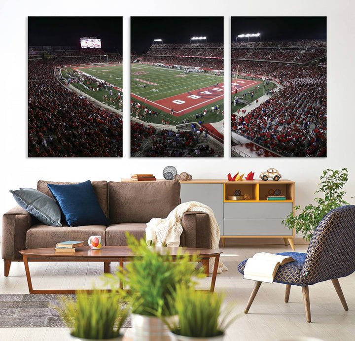 Houston Cougars Football Team Print - Houston TDECU Stadium Wall Art Canvas Print