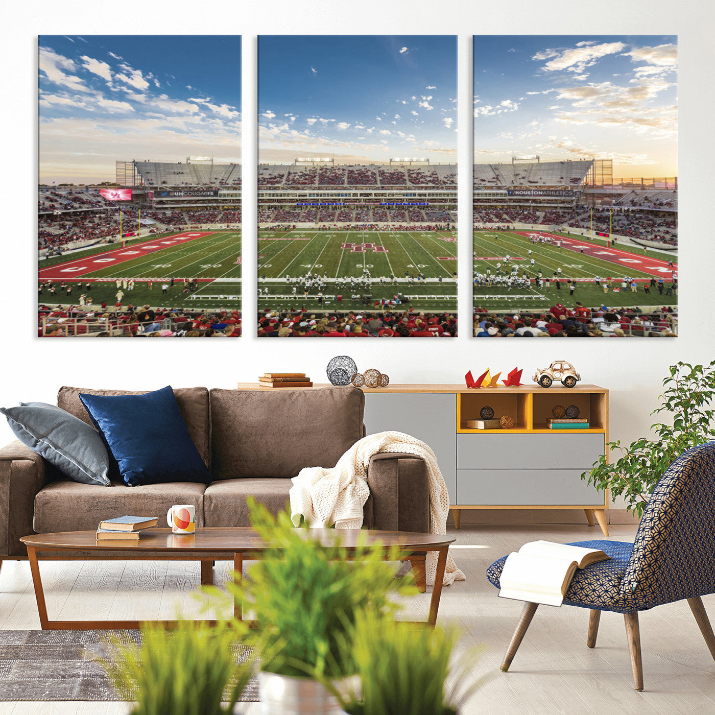 MGV-CV-60X30-3P - Framed Houston Cougars Football Team Print - Houston TDECU Stadium Wall Art Canvas Print