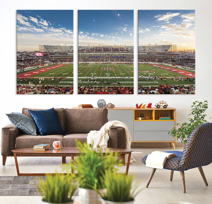 Houston Cougars Football Team Print - Houston TDECU Stadium Wall Art Canvas Print