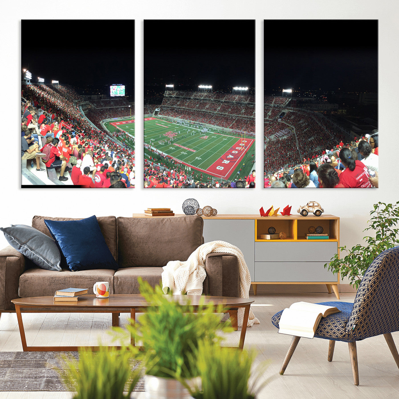 MGV-CV-60X30-3P - Houston Cougars Football Team Print - Houston TDECU Stadium Wall Art Canvas Print
