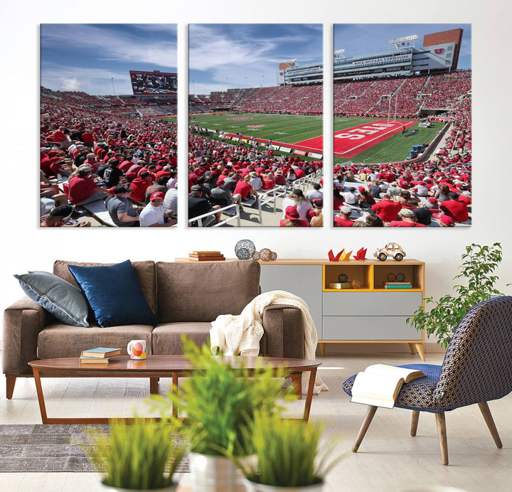 Utah Utes Football Team Print - Salt Lake City Rice-Eccles Stadium Wall Art Canvas Print