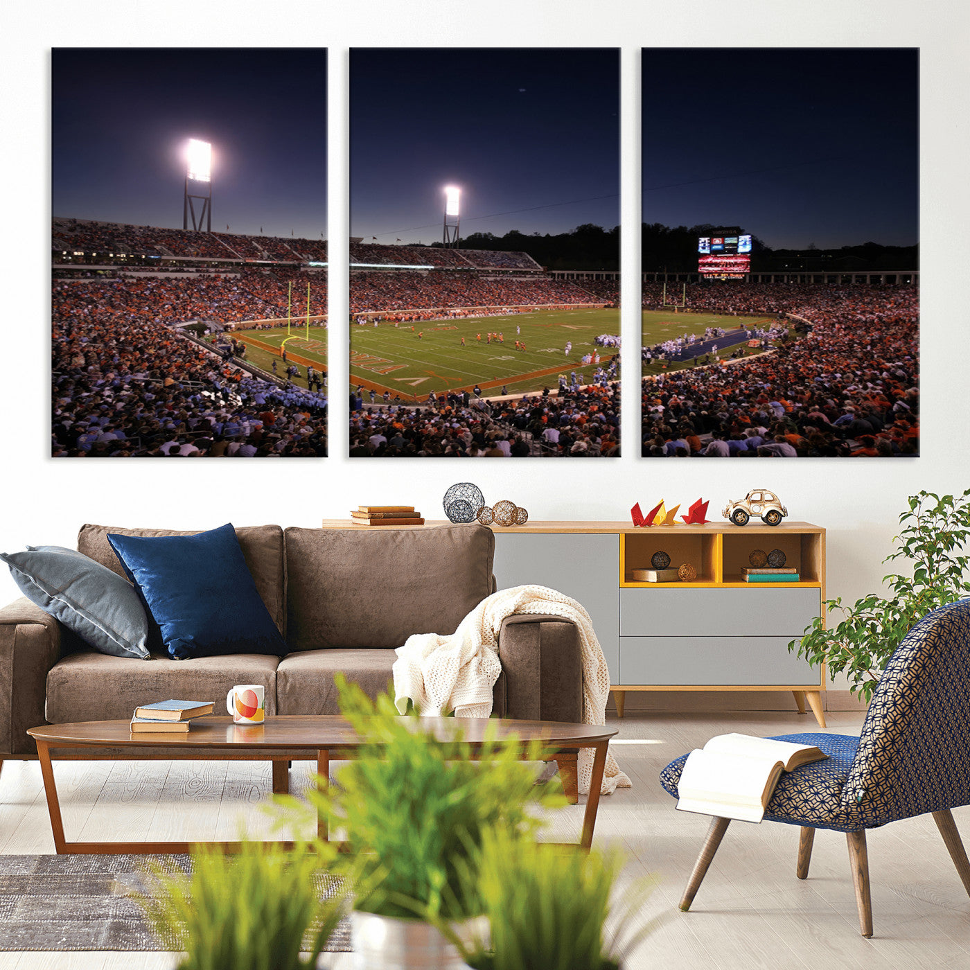 MGV-CV-60X30-3P - Virginia Cavaliers Football Team Print - Charlottesville Scott Stadium Canvas Print Wall Art