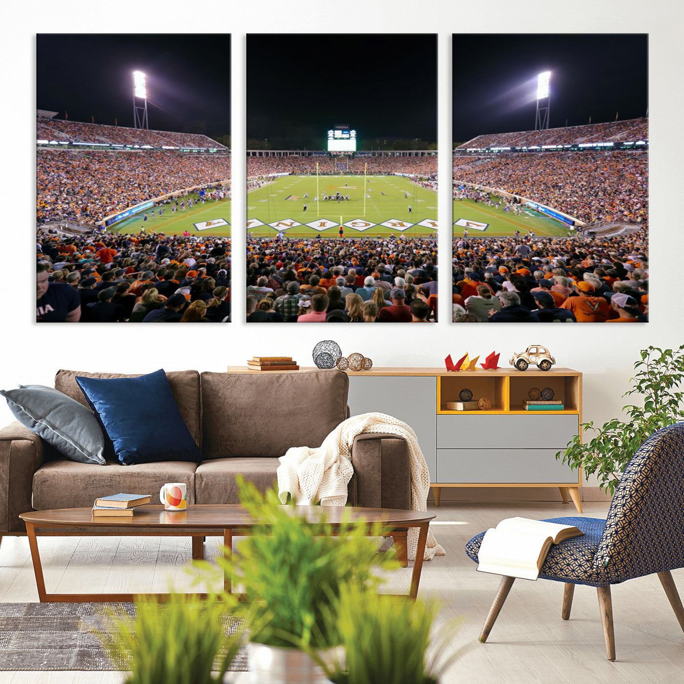 MGV-CV-60X30-3P - Virginia Cavaliers Football Team Print - Charlottesville Scott Stadium Wall Art Canvas Print