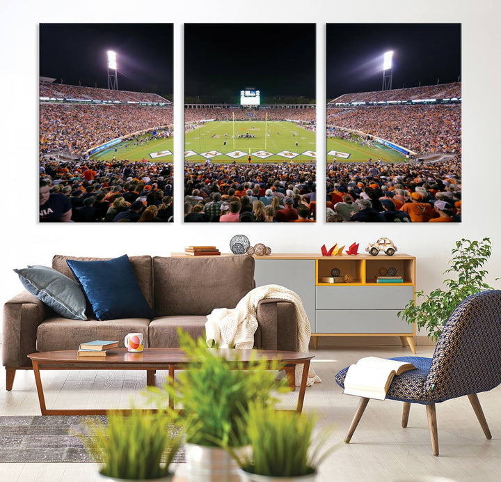 Virginia Cavaliers Football Team Print - Charlottesville Scott Stadium Wall Art Canvas Print