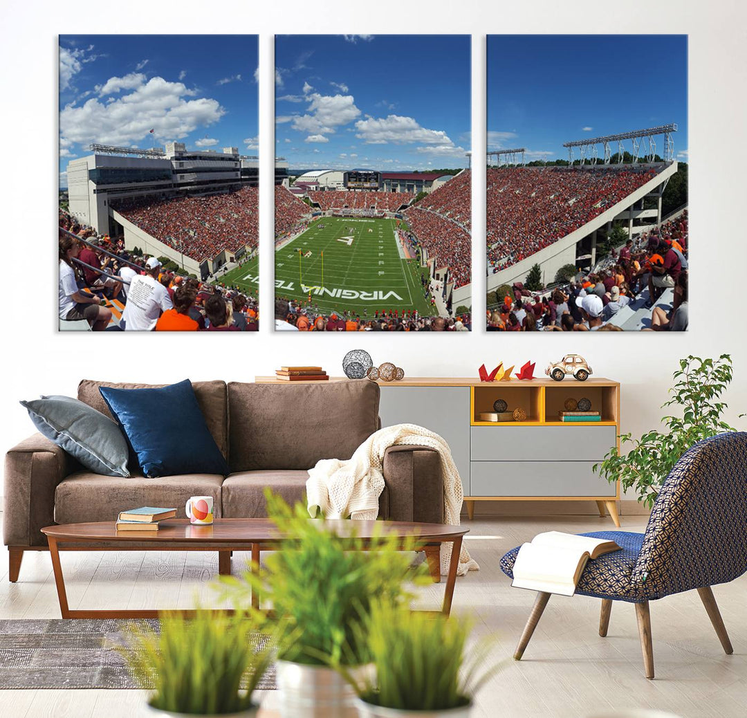 Virginia Tech Hokies Football Team Print - Blacksburg Lane Stadium Wall Art Canvas Print