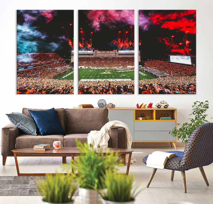 Virginia Tech Hokies Football Team Print - Blacksburg Lane Stadium Wall Art Canvas Print