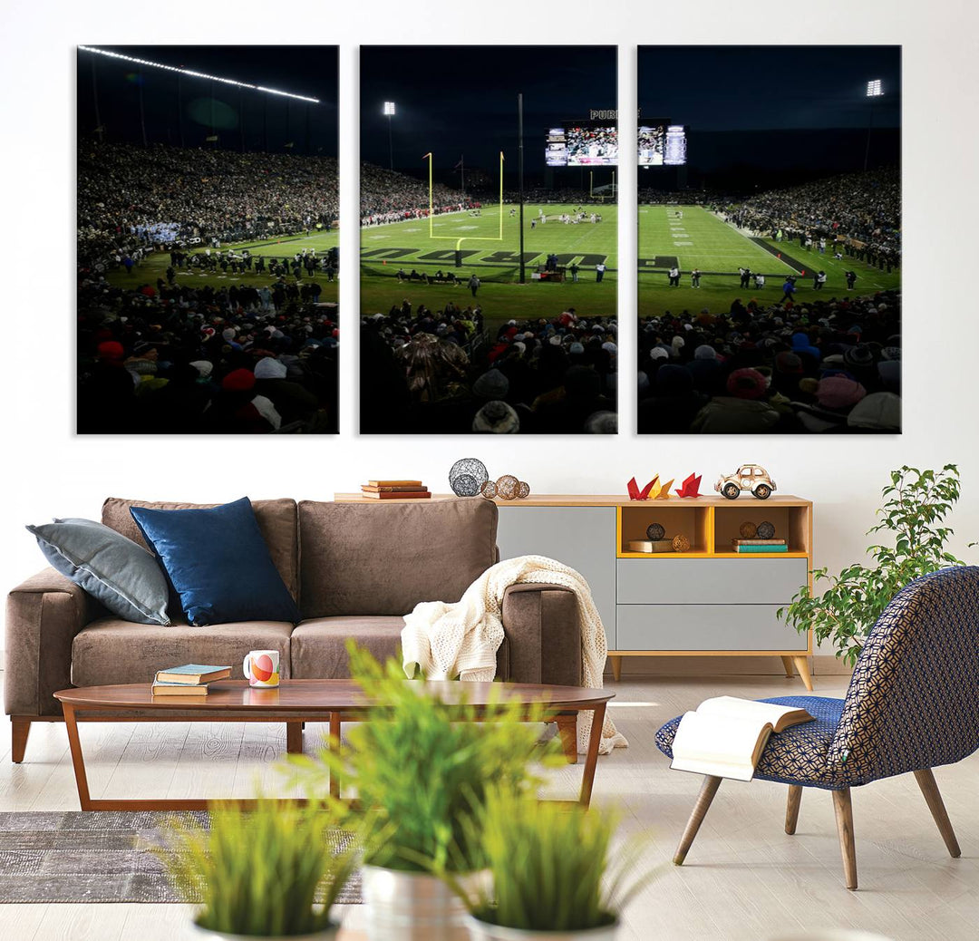 Purdue Boilermakers Football Team Print - West Lafayette Ross–Ade Stadium Wall Art Canvas Print