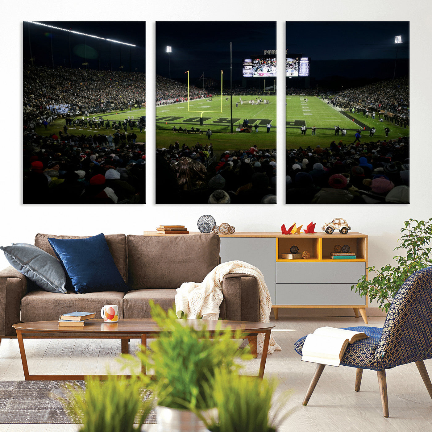 MGV-CV-60X30-3P - Purdue Boilermakers Football Team Print - West Lafayette Ross–Ade Stadium Wall Art Canvas Print