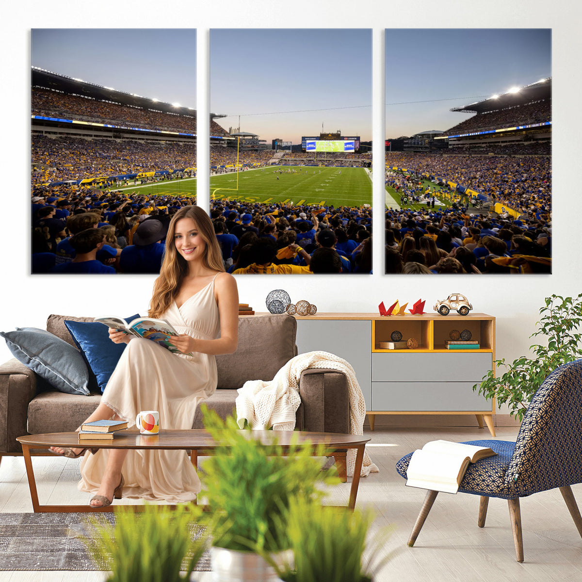 41853-MGV-CV-36X24 - Pittsburgh Panthers Football Team Print - Pittsburgh Acrisure Stadium Wall Art Canvas Print
