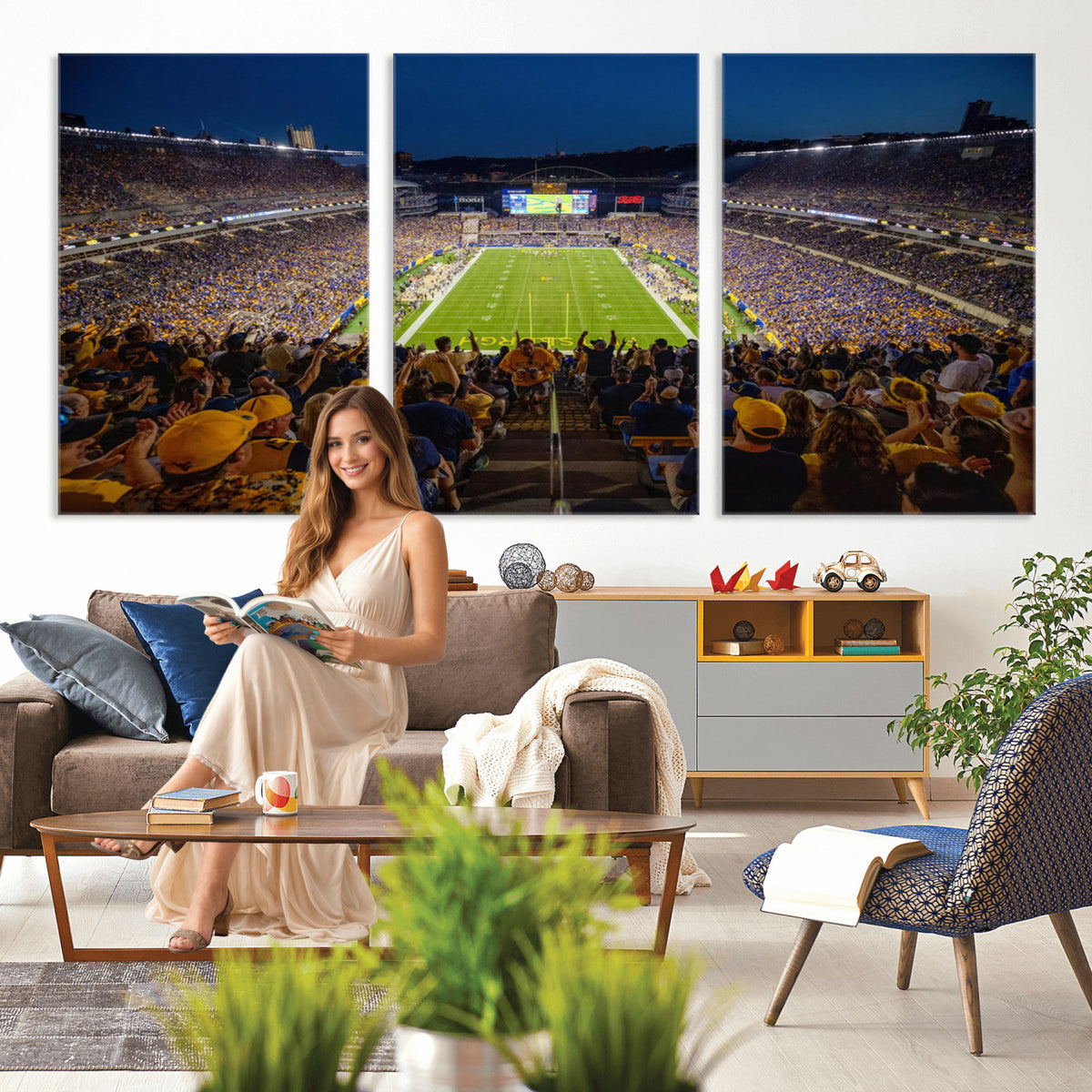 62297-MGV-CV-36X24 - Pittsburgh Panthers Football Team Print - Pittsburgh Acrisure Stadium Wall Art Canvas Print