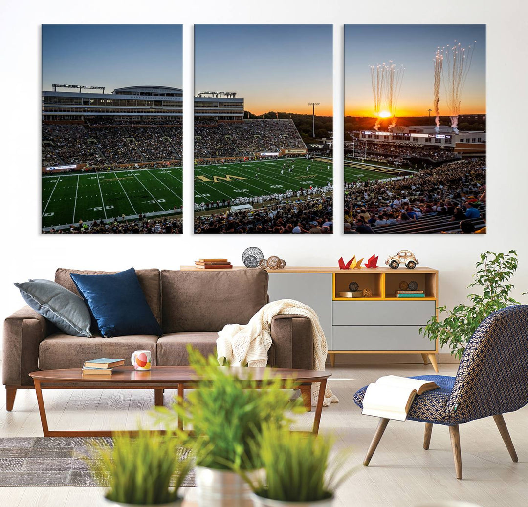 Demon Deacons Football Team Print - Winston-Salem Allegacy Federal Credit Union Stadium Wall Art Canvas Print